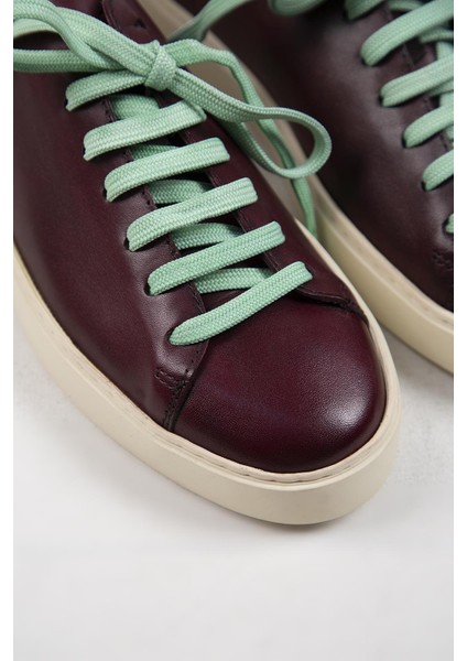Ares Erkek Deri El Boyamalı Bağcık Ve Iki Yedek Bağcıklı Bordo Sneakers fırsatları