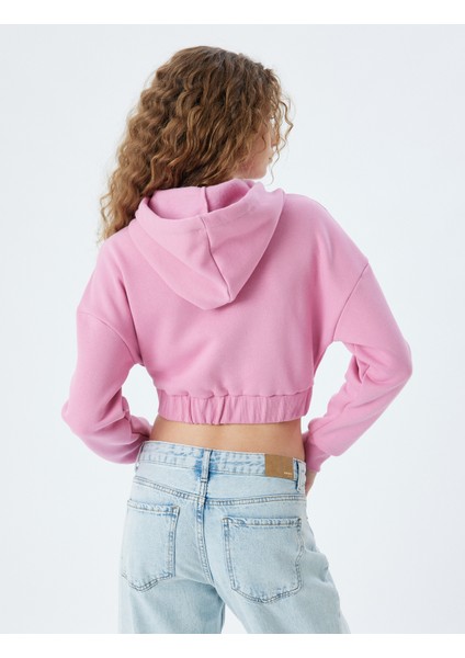 Crop Sweatshirt Fermuarlı Korse Görünümlü Kapüşonlu fırsatları