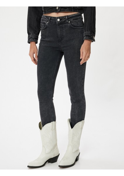 Yüksek Bel Kot Pantolon Skinny Fit Düğmeli Carmen Jeans modelleri