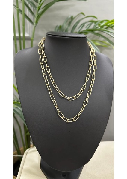 Altın / Gold Renk 90 cm Ataç Zincir Model Kolye