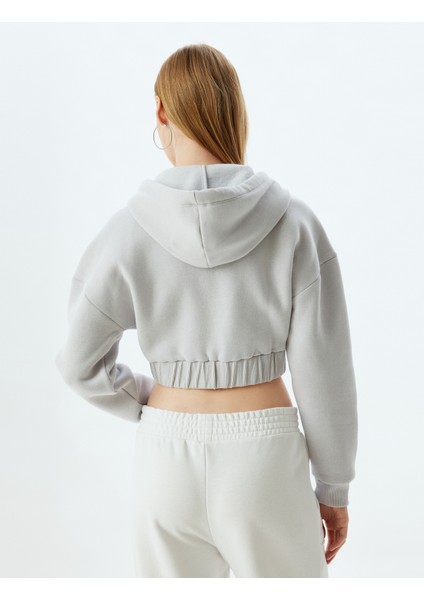 Crop Sweatshirt Fermuarlı Korse Görünümlü Kapüşonlu fırsatları