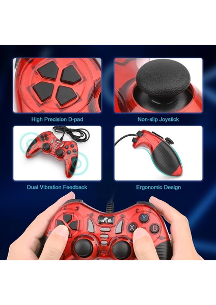 MT40-O Çift Analoglu Kol USB PC Bilgisayar PS3 Oyun Kolu Gamepad Joystick