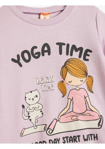 Sweatshirt Baskı Detaylı Bisiklet Yaka Uzun Kollu Pamuklu Şardonlu modelleri