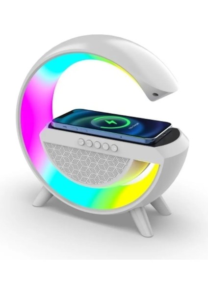 Akıllı Gece Lambası Speaker Bluetooth Hoparlör Kablosuz Şarj Rgb Masa Lambası Yatak Odası Dekor 3in1