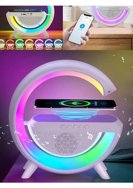 Akıllı Gece Lambası Speaker Bluetooth Hoparlör Kablosuz Şarj Rgb Masa Lambası Yatak Odası Dekor 3in1