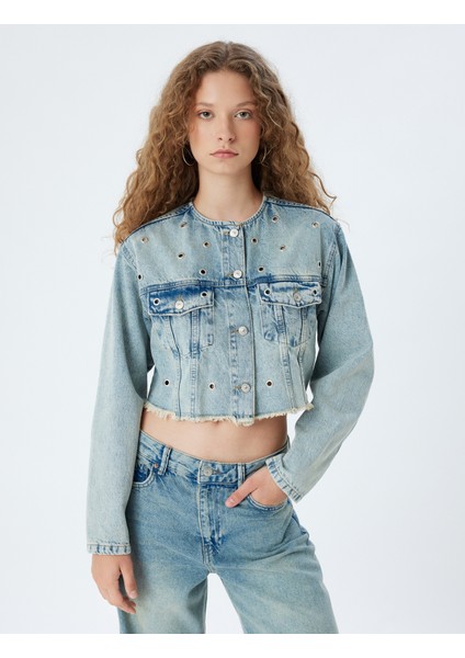 Crop Kot Ceket Yuvarlak Yaka Kuşgözü Detaylı Cepli Düğmeli modelleri