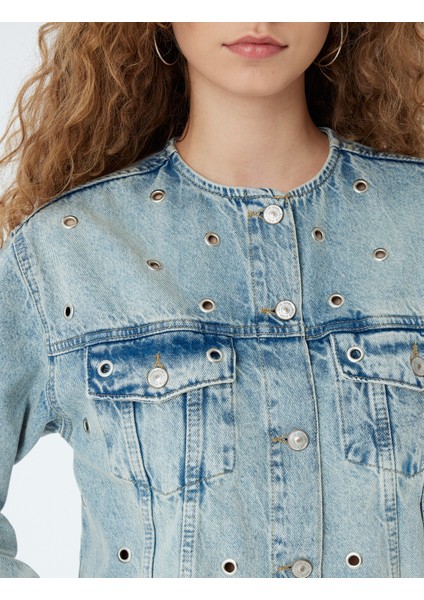 Crop Kot Ceket Yuvarlak Yaka Kuşgözü Detaylı Cepli Düğmeli indirimleri