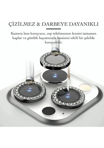 iPhone 15 Pro 15 Promax Dıamont Lens Koyu Gümüş