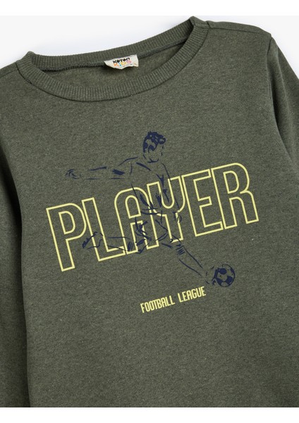 Sweatshirt Uzun Kollu Bisiklet Yaka Futbol Temalı Baskı Detaylı modelleri
