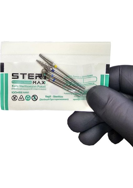 Freze Uç Sterilizasyon Zarfı Şeffaf - Mini Boy Indikatörlü Sterilizasyon Kraft Paketi 100MMX65MM (100) Adet