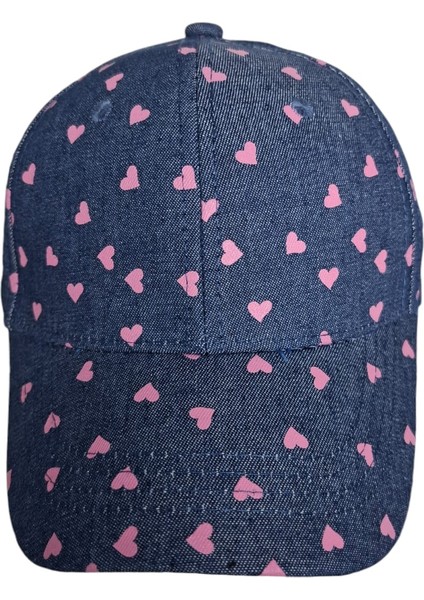 Kitti 4-8 Yaş Kız Çocuk Açık Denim Renk Desenli Yazlık Şapka