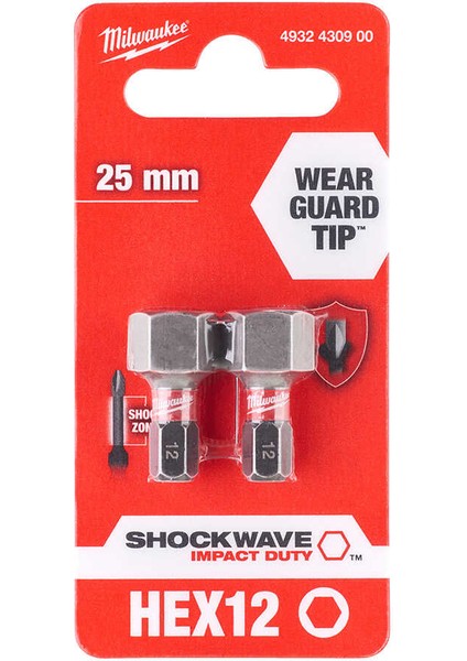 HEX12 mm 25 mm Shockwave Impact Bits Uç - 2'li