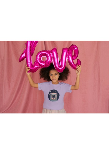 Kız Çocuk Pamuk Gece Yıldızları Baskılı Kısa Kol Tshirt fiyatları