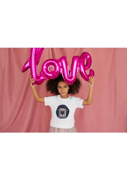 Kız Çocuk Pamuk Gece Yıldızları Baskılı Kısa Kol Tshirt fiyatları