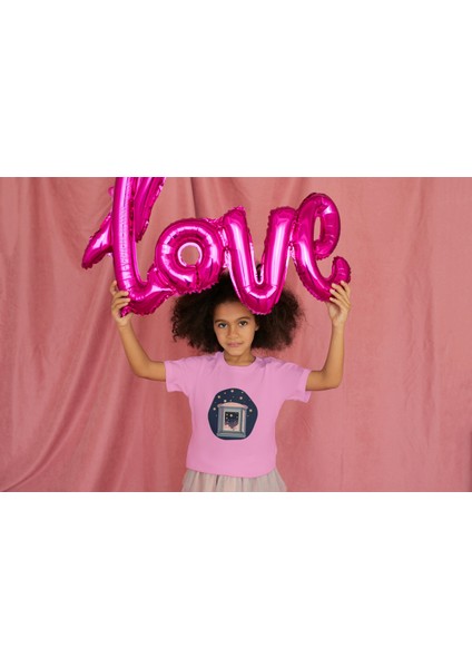 Kız Çocuk Pamuk Gece Yıldızları Baskılı Kısa Kol Tshirt fiyatları