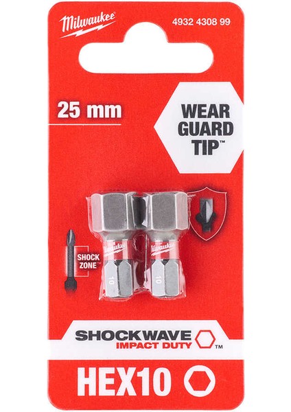HEX10 mm 25 mm Shockwave Impact Bits Uç - 2'li