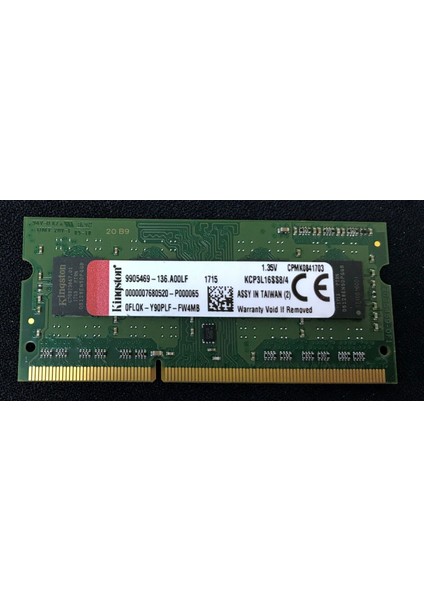 KCP3L16SS8/4 4gb DDR3L 1600MHZ Sodımm 1.35V 204PIN Notebook Ram Bellek