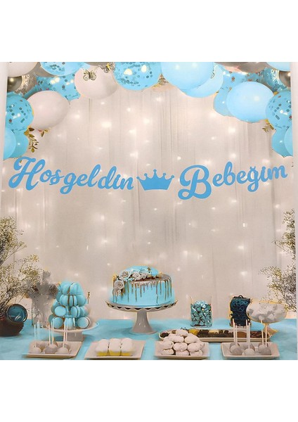 Hoşgeldin Bebeğim Kaligrafi Banner - Mavi fiyatları