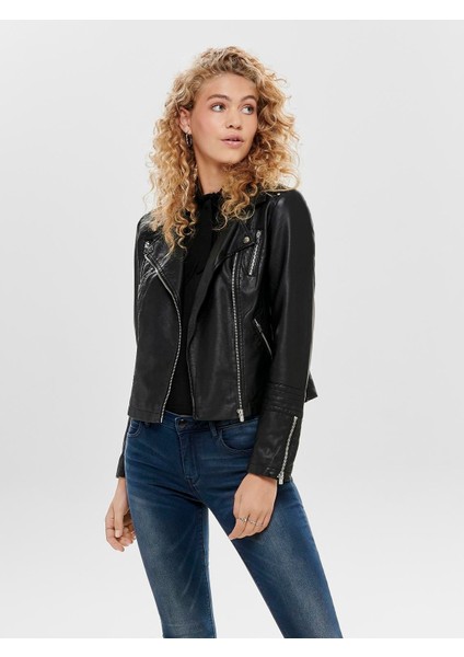 Onlgemma Faux Leather Bıker Otw Noos Kadın Deri Mont ve Ceket 15153079 Black modelleri
