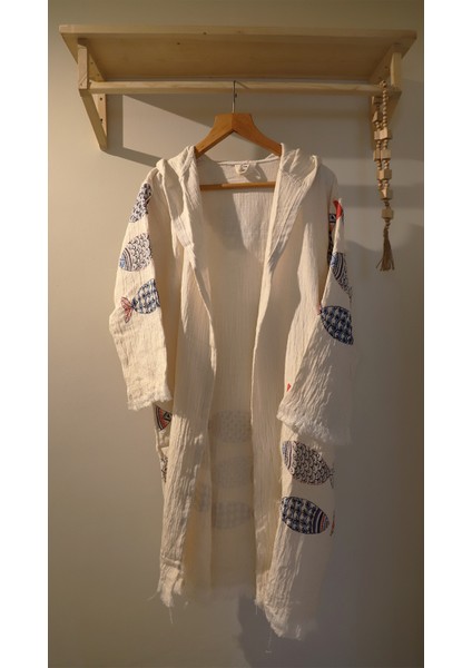 Aquatolıa Müslin Büyük Balıklı Bornoz -Pamuklu- Kapşonlu - Unise x Bornoz