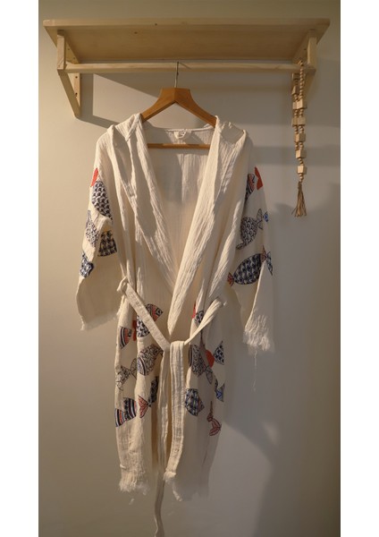 Aquatolıa Müslin Büyük Balıklı Bornoz -Pamuklu- Kapşonlu - Unise x Bornoz modelleri