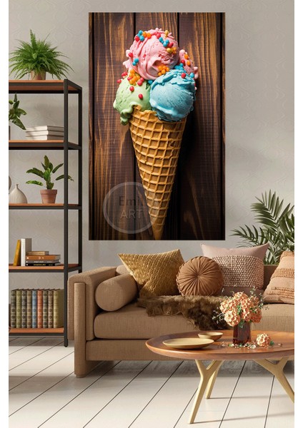 Soyut Renkli Dondurma Külah Özel Tasarım Kanvas Tablo fiyatları