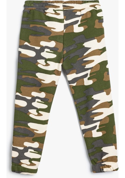 Jogger Eşofman Altı Kamuflaj Desenli Beli Bağlamalı Cepli Şardonlu fiyatları