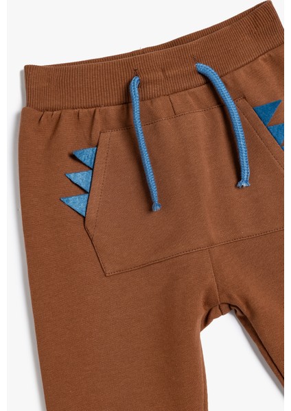 Jogger Eşofman Altı Aplike Detaylı Beli Bağlamalı Pamuklu modelleri