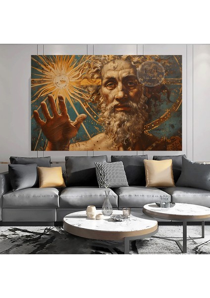 Soyut Rönesans Ortamı Güneş Tanrısı Renkli Hd Kalite Kanvas Tablo