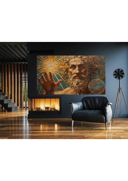 Soyut Rönesans Ortamı Güneş Tanrısı Renkli Hd Kalite Kanvas Tablo fiyatları