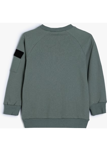 Sweatshirt Cep Detaylı Bisiklet Yaka Uzun Kollu Pamuklu Şardonlu fiyatları