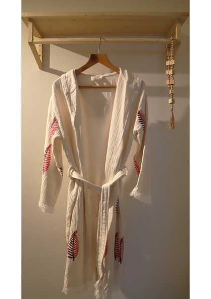 Aquatolıa Müslin Yapraklı Bornoz -Pamuklu- Kapşonlu - Unise x Bornoz