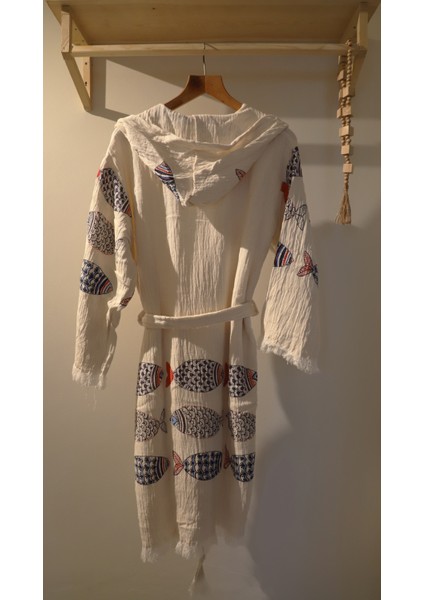 Aquatolıa Müslin Büyük Balıklı Bornoz -Pamuklu- Kapşonlu - Unise x Bornoz indirimleri