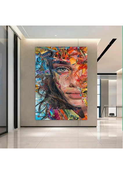 Soyut Rengarenk Özel Tasarım Kadın Hd Kalite Kanvas Tablo