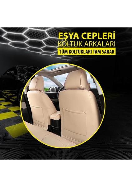 Cıtroen C-Crosser Uyumlu Lüks Oto,araba Tay Tüyü Koltuk Kılıfı Bej