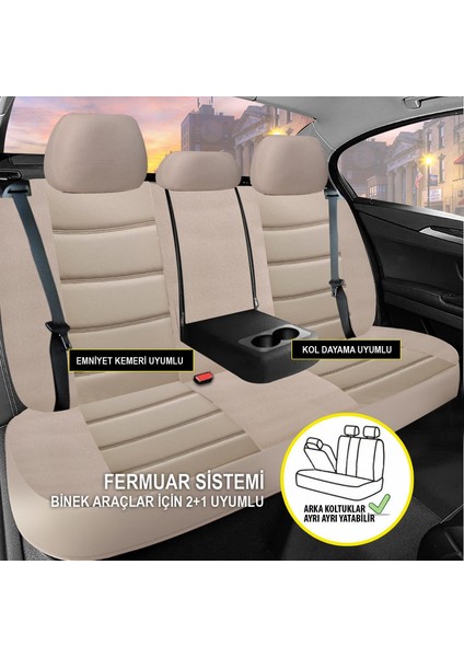 Fıat Egea Uyumlu Lüks Oto,araba Deri Koltuk Kılıfı Bej fiyatları