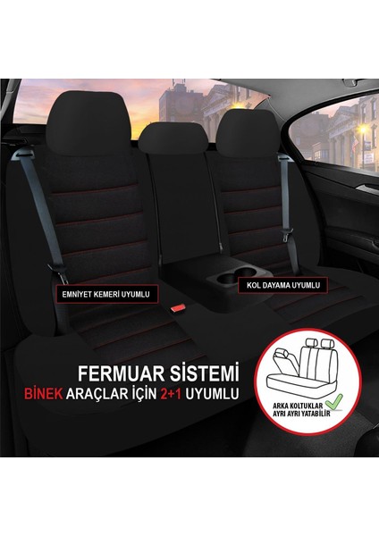 Cıtroen C5 Uyumlu Lüks Oto,araba Tay Tüyü Koltuk Kılıfı Kırmızı Detay