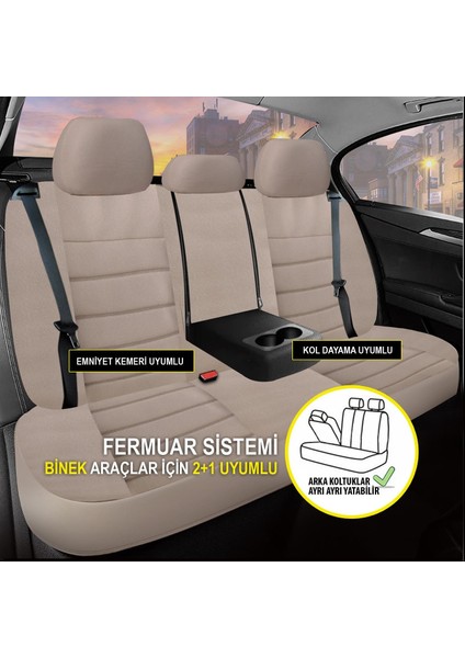 Dacıa Duster Uyumlu Lüks Oto,araba Tay Tüyü Koltuk Kılıfı Bej