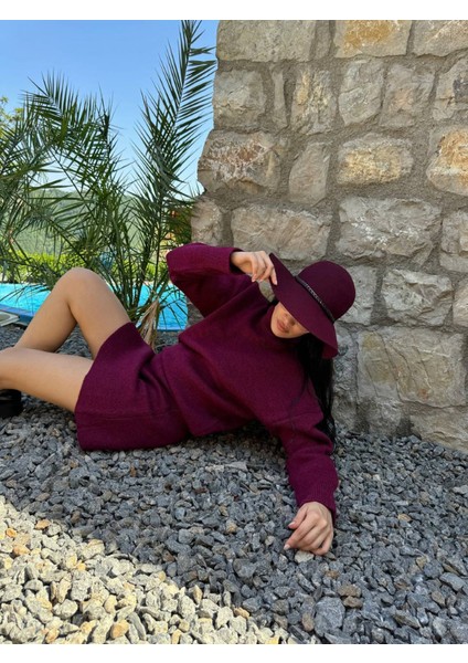 Triko Ikili Takım - Yarım Boğazlı Kazak Ve Etek Ipek Pike Design Kadın Takım - 101 indirimleri