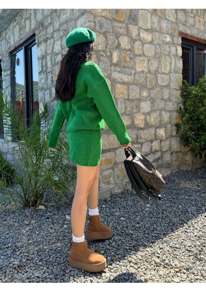 Triko Ikili Takım - Yarım Boğazlı Kazak Ve Etek Ipek Pike Design Kadın Takım - 101 fırsatları