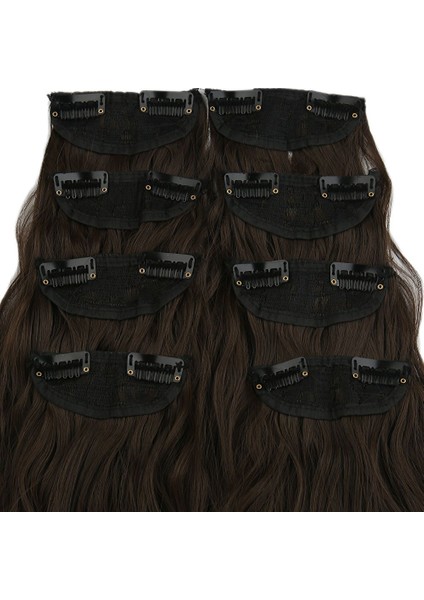 Kanekalon Fiber Sentetik Kabartılmış Dalgalı 8 Parça Saç Çıt Çıt / Açık Kahve fiyatları