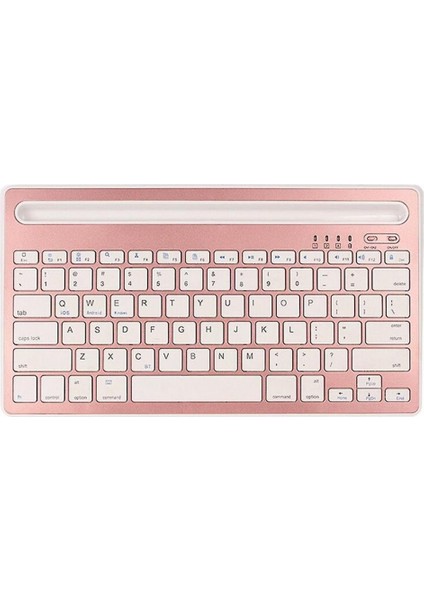 Vorcom Quartzlite 10.1" Uyumlu Kablosuz Bluetooth Şarj Edilebilir Tablet Telefon Standlı Klavye - Pembe