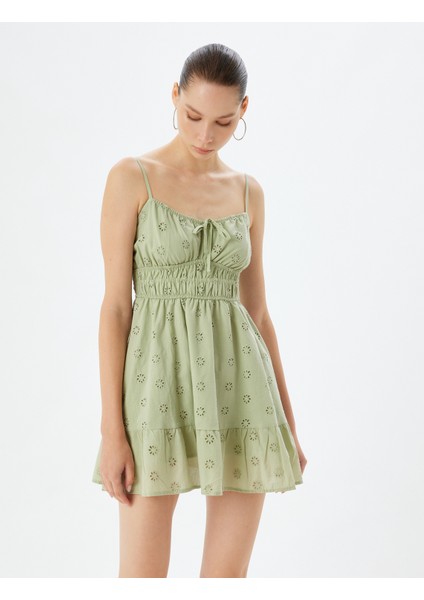 Mini Fisto Elbise Ip Askılı Gipeli Bağcık Detaylı