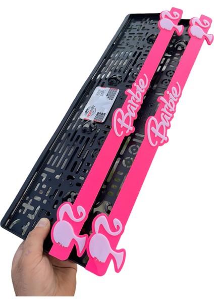 Barbie Tasarım Pembe Zemin Lüx Pleksi Plakalık
