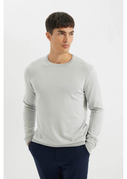 Standart Fit Normal Kesim Bisiklet Yaka Basic Düz Triko Rahat Kazak A5268AX24AU modelleri