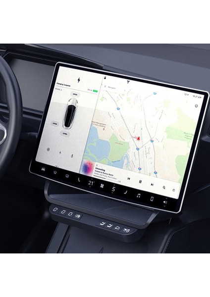 Tesla Model Y / Model 3 Ekran Altına Takılan Kablosuz Düzenleyici, Fonksiyonel Düğmelere Sahip, Siyah Renk Seçeneği Ile