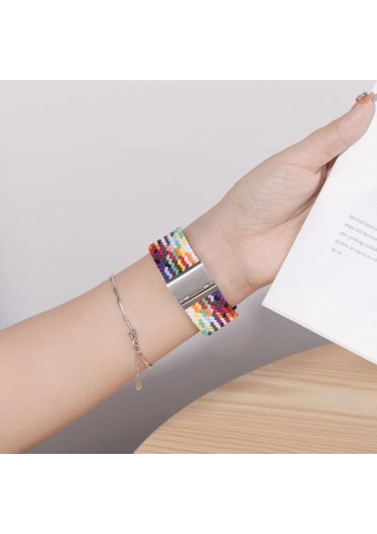 Xiaomi Mi Watch Yuvarlak Kasa Uyumlu Likralı Örgü Flexible Akıllı Saat Kordonu 22MM