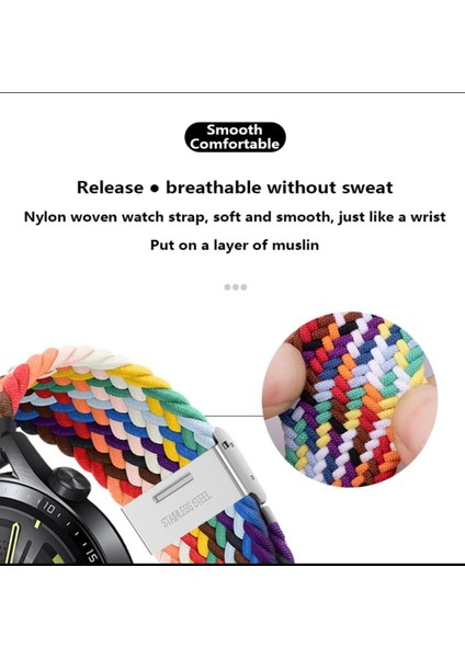 Xiaomi Mi Watch Yuvarlak Kasa Uyumlu Likralı Örgü Flexible Akıllı Saat Kordonu 22MM