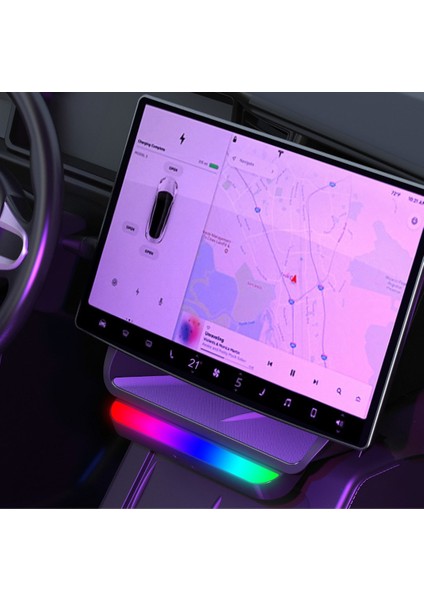 Tesla Model Y / Model 3 Ekran Altına Takılan Düzenleyici, LED Renklere Sahip, Siyah Renk Seçeneği Ile fırsatları