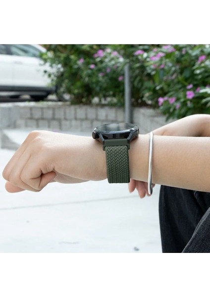 Xiaomi Mi Watch Yuvarlak Kasa Uyumlu Likralı Örgü Flexible Akıllı Saat Kordonu 22MM